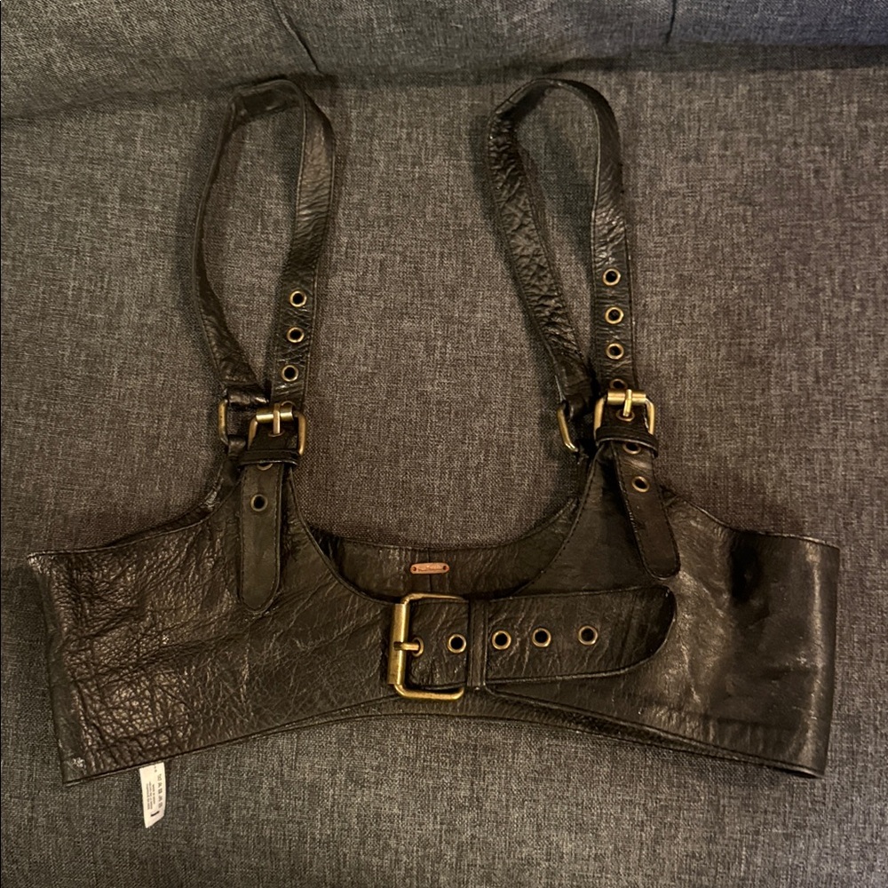 NWT FREE PEOPLE Rebel Leather Harness Black small